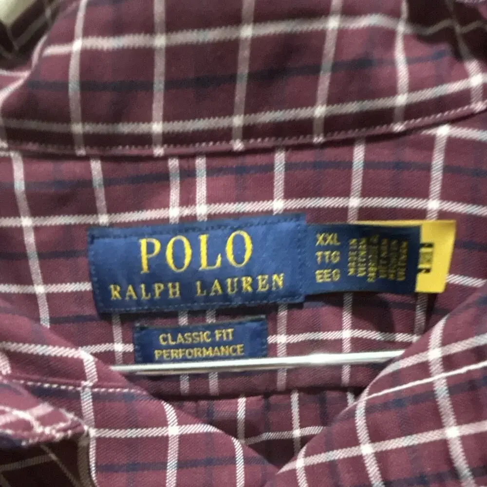 Polo Ralph Lauren Classic Fit Performance 2XL Burgundy Check Long Sleeve Shirt